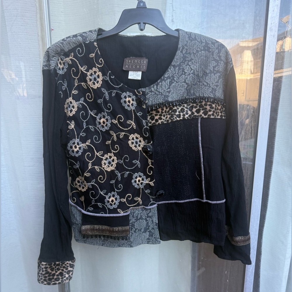 Spencer Alexis Black Embroidered Cardigan